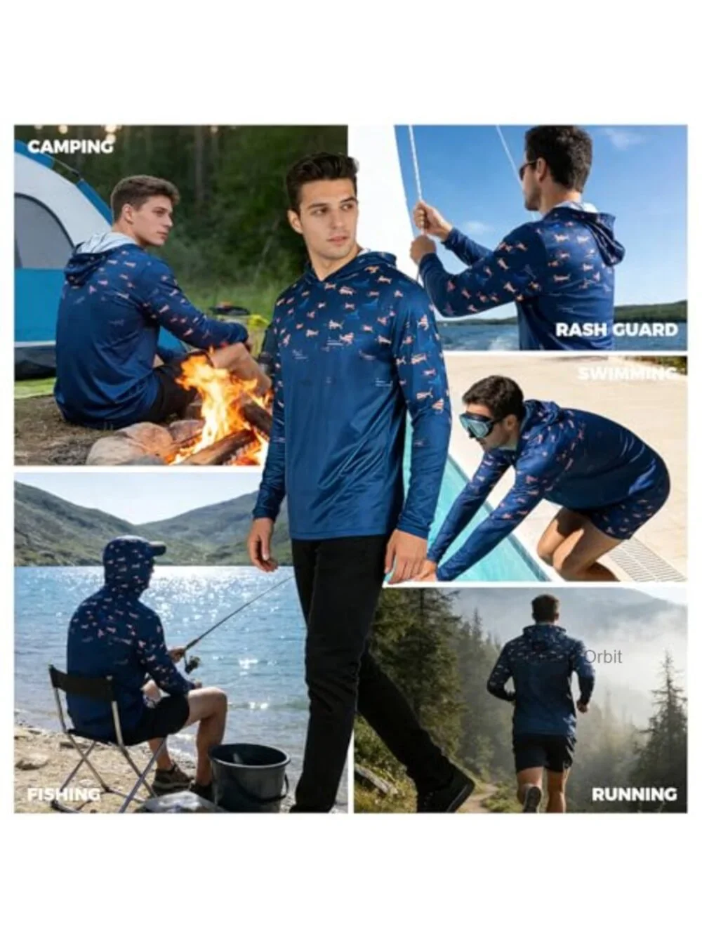 UPF 50+ Sun Protection Hoodie Fishing Shirt Camo Long Sleeve Safety T Shirt